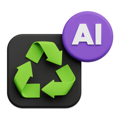 AI Recycle 3D Icon Isolated On The Transparent Background
