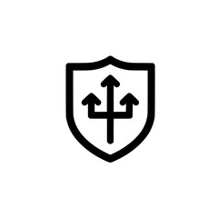 Fototapeta premium Three arrow shield icon pointing up representing advanced defense and reinforced security systems