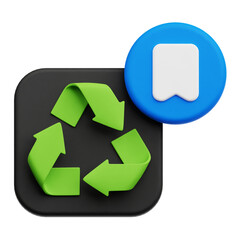 Bookmark Recycle 3D Icon Isolated On The Transparent Background