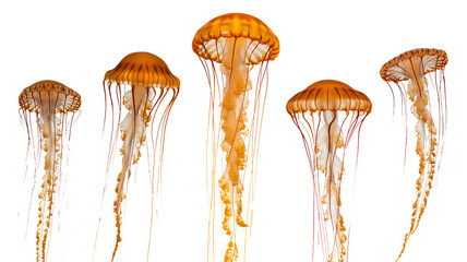 Graceful jellyfish float serenely in the deep ocean waters