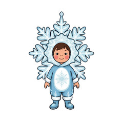 Child Dressed as Snowflake for Winter Holiday Celebration.