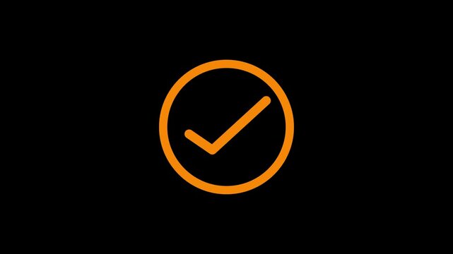 simple tick mark animation with black background 4k video
