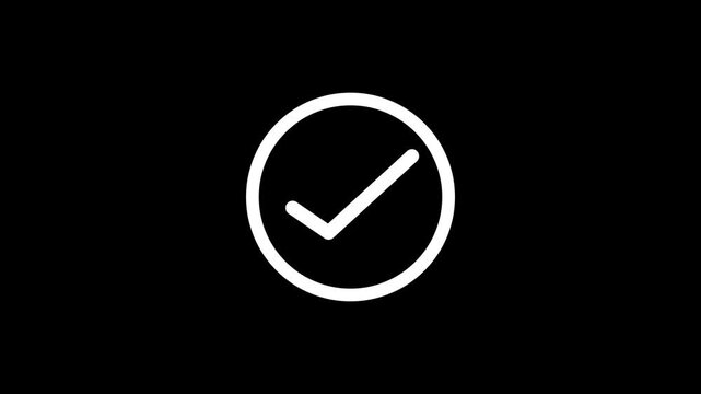 simple tick mark animation with black background 4k video