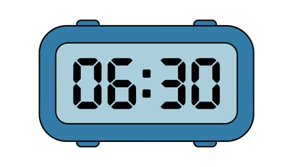 Blue digital alarm clock displaying 0630 digital clock time