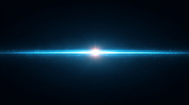 Glowing horizontal blue light line with radiant shine and beam effect, symbolizing energy, technology, futuristic design, digital illumination, motion, and high-tech modern visual concepts.