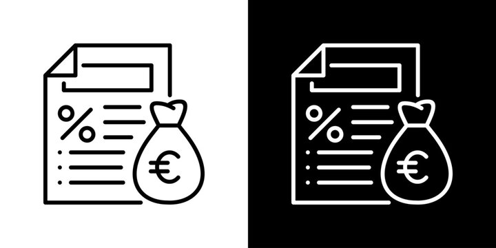 Tax Icon With Euro Currency Symbol. Fresh Line Design Built For Creative Flexibility In Light And Dark Versions.
