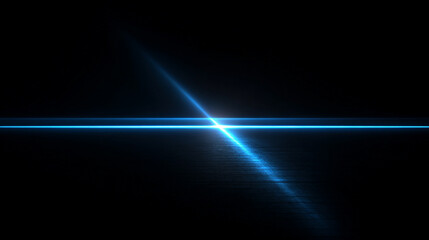 Glowing horizontal blue light line with radiant shine and beam effect, symbolizing energy, technology, futuristic design, digital illumination, motion, and high-tech modern visual concepts.