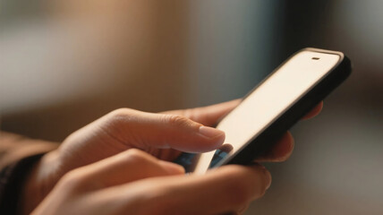 A close-up of hands operating a smartphone. Everyday scenes. Electronic device.