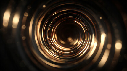 Gold circular waves forming a dynamic tunnel motion loop, symbolizing energy, futuristic design, digital visuals, motion graphics, and mesmerizing abstract patterns for video backgrounds and visual di