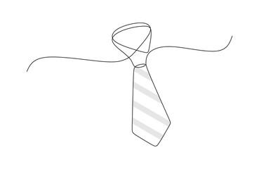 Continuous line drawing of a tie with stripped pattern