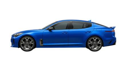 Captivating view of a modern blue sedan showcasing innovative design and engineering against an