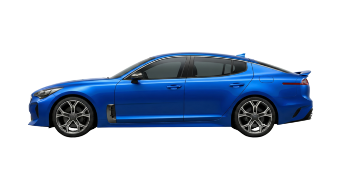 Captivating view of a modern blue sedan showcasing innovative design and engineering against an