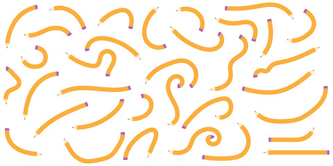 Creative background with colorful pencils in fun shapes for school and education related projects showcasing unique design and artistic expression with bright colors on transparent backdrop