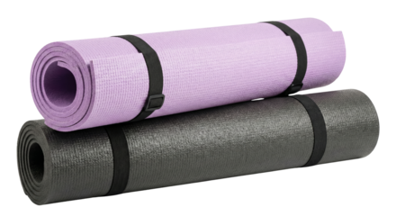 Stacked Yoga Mats in Pastel Lilac and Textured Gray for Fitness and Wellness
