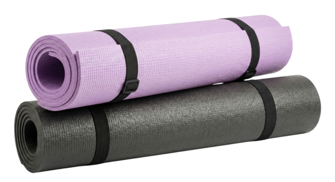 Stacked Yoga Mats in Pastel Lilac and Textured Gray for Fitness and Wellness