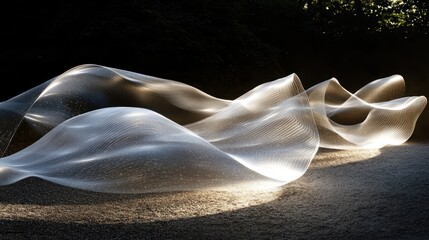 Abstract light sculpture in outdoor setting.