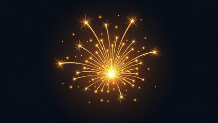 Radiant golden light explosion with scattered sparkles and starbursts, perfect for festive celebrations, holiday design, and event invitations