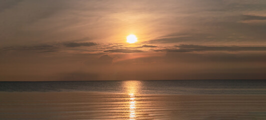 Sunset Sea Landscape Golden Horizon Scenic Coast