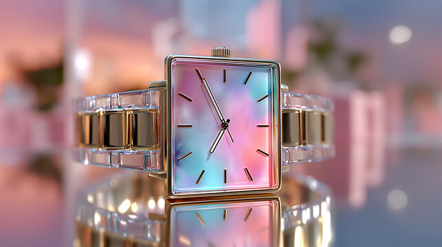 Luxury fashion watch mockup centered on pastel background timepiece accessory modern design premium quality generated AI