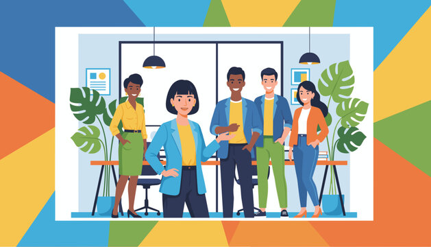 Diverse business team portrait in modern office Teamwork success and collaboration concept