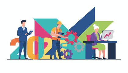 2023 business and industry concept showcasing strategy construction and financial growth