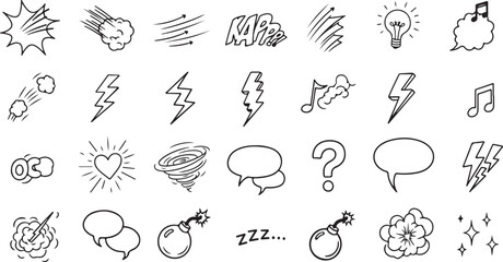 Obraz premium set of hand drawn vector drawing pins