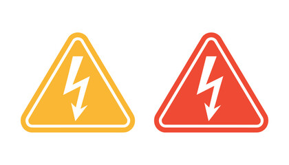 Obraz premium Yellow and Red Triangle Warning Signs with White Lightning Bolt Symbol danger electricity