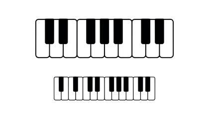 Fototapeta premium Two rows of black and white piano keys on a white background keyboard music