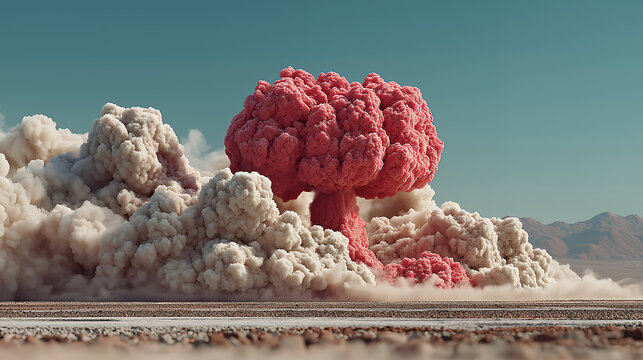 Minimal surreal nuclear blast explosion concept modern generated AI