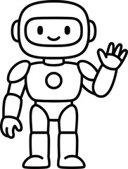 Obraz premium Cute cartoon robot waving its hand in a friendly manner