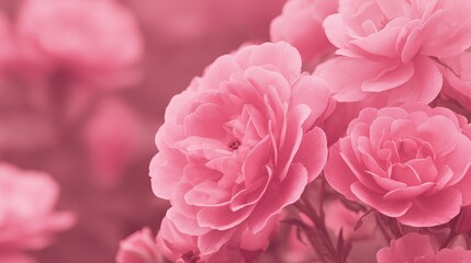 Soft pink roses in close-up, blurred background