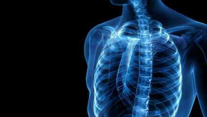 Human Anatomy - Detailed 3D Rendering of the Rib Cage and Spine.