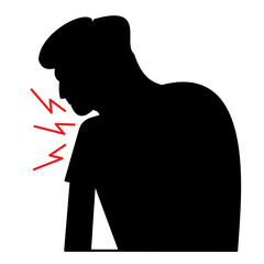 man suffering from shoulder joint pain muscle problem silhouette.eps