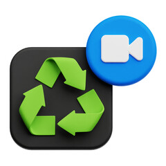 Record Recycle 3D Icon Isolated On The Transparent Background