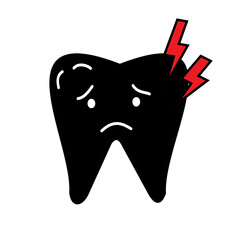 teeth painful sad face dental issue dentistry tooth pain medical line icon silhouette.eps