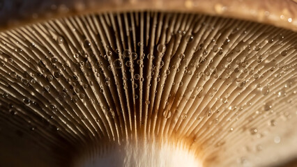 Macro mushroom gills showing intricate s