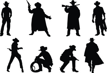 Classic cowboy silhouette wearing a hat and holding a rifle, representing Wild West culture, frontier life, western adventure, and traditional American history.
