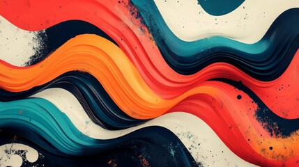 Retro art and illustration with retro wave backgrounds, funky painting, and abstract designs. A creative home dcor backdrop for luxury festivals or exhibitions, with artistic lines, Generative AI
