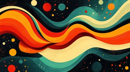 Retro art and illustration with retro wave backgrounds, funky painting, and abstract designs. A creative home dcor backdrop for luxury festivals or exhibitions, with artistic lines, Generative AI