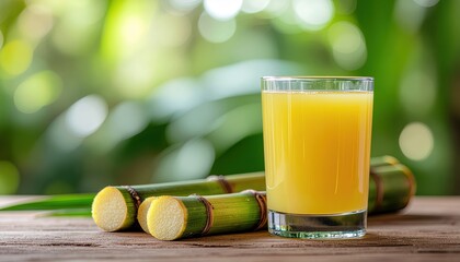Refreshing glass of sugarcane juice for a healthy summer lifestyle