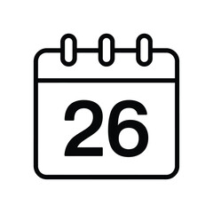 Simple calendar icon showing the number twenty six
