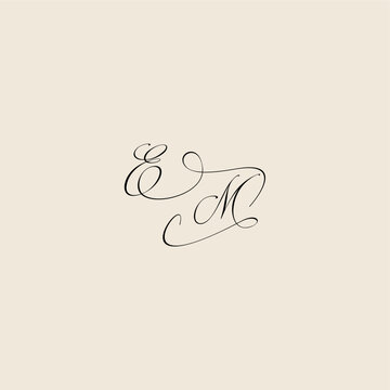 minimalist style curve EM initial royal design monogram elegant concept logo letter