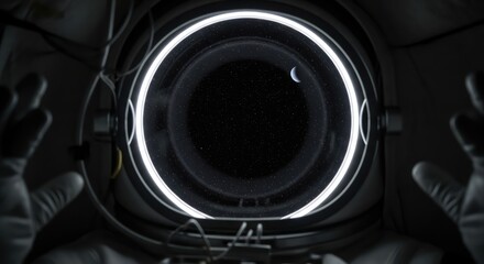 Astronaut's gaze into the void a cosmic window of interstellar adventure and exploration