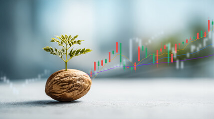 Minimal visual composition symbolizing growth in nature and finance