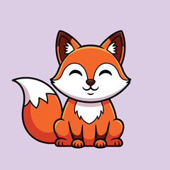Adorable happy cartoon fox character with orange fur and white details.