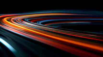 Swirling abstract lines of light on a dark background, symbolizing motion, energy, futuristic design, technology, speed, and dynamic visual flow in modern, high-tech digital concepts.