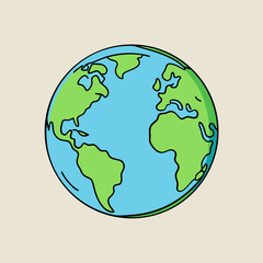 Simple cartoon illustration of planet earth