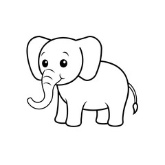 Cute cartoon elephant outline for coloring