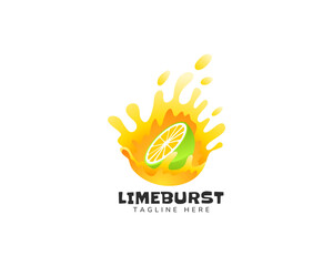 Summer Drink Logo Design with Green Lime and Juice