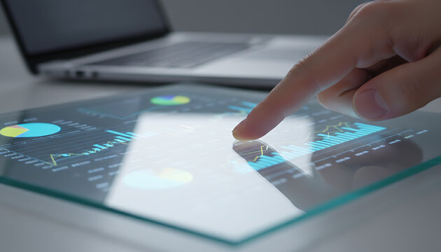 Analyzing business growth charts on a digital tablet for strategic planning